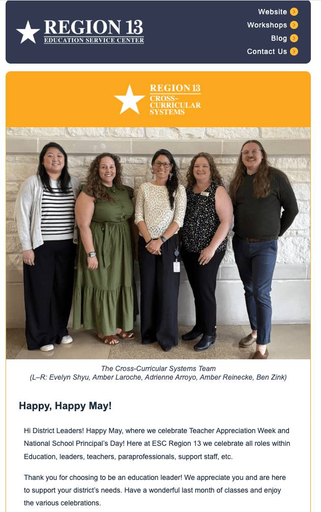 Cross-Curricular Newsletter